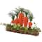 14" x 11.75" Standing Carrots on Floral Foliage Twig Log Easter Décor